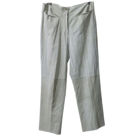 Armani Collezioni Vintage 90s Tan Calf Leather Pants – Designer Size 10 - Picture 1 of 16